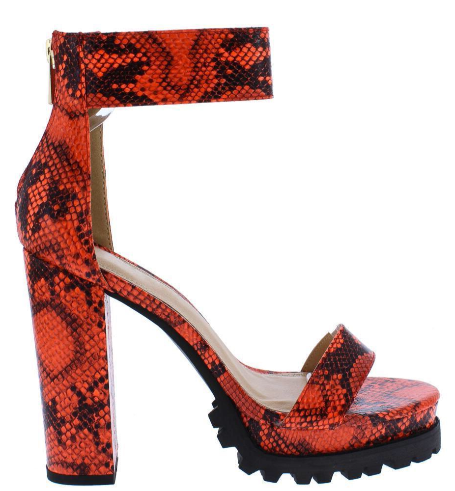 Red snake sale print heels